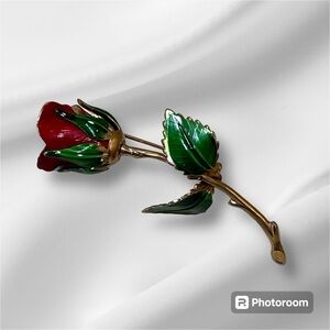 Vintage Giovanni Rose Enamel Brooch